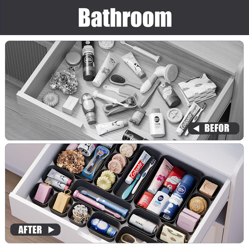 Plastic Drawer Organizers, 10 PCS Drawer Organizer Bins, Bathroom and Vanity Organizer for Makeup, Kitchen Gadgets