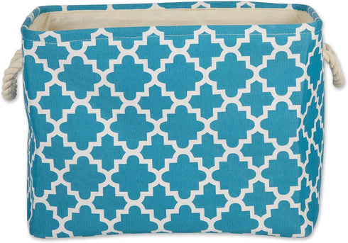 DII Polyester Container with Handles, Lattice Storage Bin, Small, Storm Blue