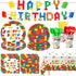 LINHAXM 177 Pcs Building Block Birthday Party Supplies, Colorful Plates, Napkins, Cups,