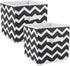 DII Non Woven Polyester Storage Bin, Chevron, Black, Small Set of 2