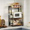 Kitchen Countertop Organizer, 3 Tier Large Spice Rack with Adjustable Shelf and 5 Hooks, Wooden Counter Organizer