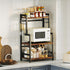 Kitchen Countertop Organizer, 3 Tier Large Spice Rack with Adjustable Shelf and 5 Hooks, Wooden Counter Organizer
