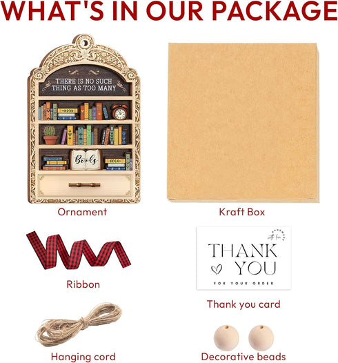Book Lovers Gifts for Women, Valentines Day Gifts for Teacher, Librarian, Reader, Bookworm, Book Ornament Faux Stained