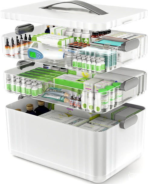 ARSTPEOE 3-Tier Medicine Organizer - Portable Medicine Cabinet with Plastic Handle, Multipurpose