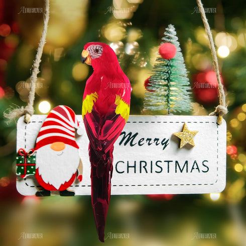AUEAR 17.7 Inch Red Lifelike Artificial Birds, Feathered Fake Parrot Decor Model for Craft Decoration