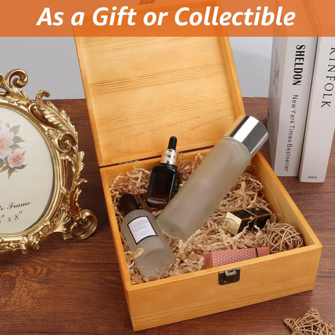 Wooden Box with Hinged Lid, Large Storage Container Keepsake Box for DIY Crafts, Jewelry, Home Storage