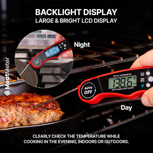 Digital Meat Thermometer for Grill/Cooking, Fast Instant Read Waterproof Probe with Backlight for Kitchen, BBQ