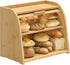 kiplant Bread Box for Kitchen Countertop, Large Bamboo Wood Bread Box, Wooden Corner