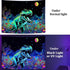 Blacklight Dinosaur Tapestry, Neon Funny Dino Frog Mountain Art UV Reactive Tapestries for Bedroom Boys Kids Decor