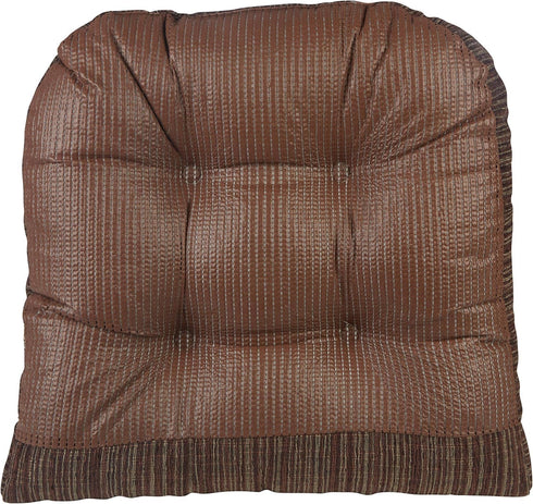 Klear Vu Gripper Overstuffed Universal Non-Slip Dining Chair Cushions, 2 Count for Kitchen Decor, Chenille Chocolate