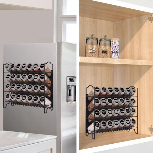 SWOMMOLY 28 396 Set Countertop,12.9" 12.4" Magnetic Spice Rack Organizer with Glass Spice Jars, Spice Labels with Chalk