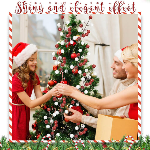 zsccxq 24 Pcs Christmas Tree Decoration Artificial Berry Stems Branches, Christmas Faux Holly Colorful Berries Branches