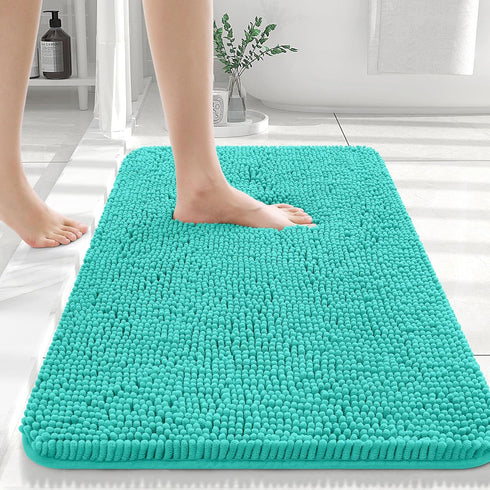 OLANLY Teal Bathroom Rugs 36x24, Extra Soft Absorbent Chenille Bath Mats, Non-Slip, Quick Dry, Machine Washable for