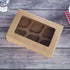 ONE MORE Cupcake Boxes with Inserts, 6 Holders, 9.5x6.3x3inch Large Brown Kraft Bakery Boxes with Window, Pack of 15