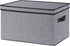 Fabric Storage Boxes, 15 x 9.8 x 8.3 Inch Bins with Lids, Medium Gray Decorative Linen Closet Organizers with Handles,