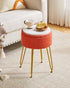 WBD010J IBUYKE Teddy Velvet Storage Footrest Stool Ottoman, Makeup Vanity Stool Side Table with Removable Cover, Golden