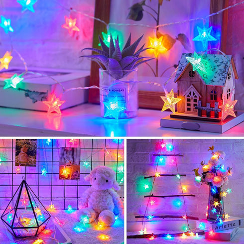 2 Pack 17 50 Minetom Star String Lights Battery Operated - ft LED Star Fairy String Lights with Timer, Waterproof