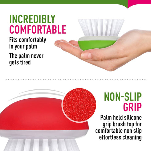 2Pcs Set Vegetable Brush Scrubber for Food Fruit and Veggie Brush Silicone Top and Ultra-Strong Bristles Potato