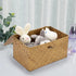 Hipiwe Wicker Shelf Baskets Bin with Lid, Handwoven Seagrass Storage Bins for Shelf, Wardrobe, Home Organizer, Small