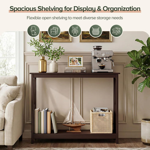 2-Tier ZENY Console Table, Entryway Table, Narrow Sofa Table with Shelves, Entrance Table for Living Room, Hallway