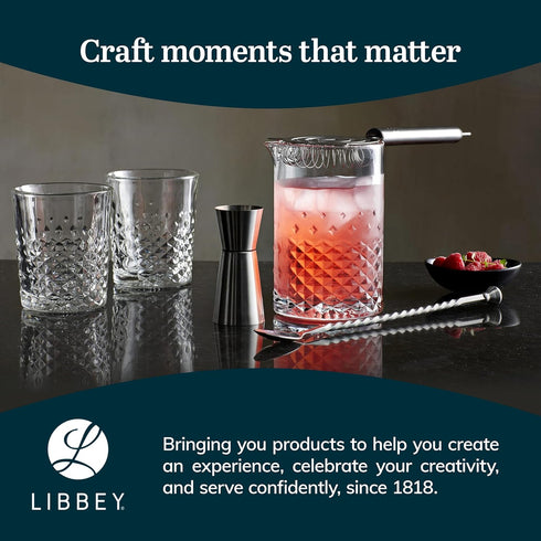 Libbey Carats Cocktail Barware Mixing Set, 25.5 oz Professional Mixing Glass with Bartender Accessories