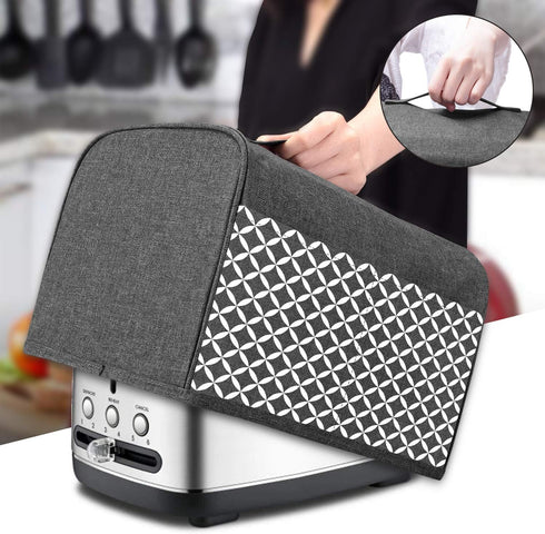 Yarwo Gray with Grid 2 Slice Toaster Cover, Nylon, Fits Most Standard 2 Slice Toasters, Pockets & Top Handle