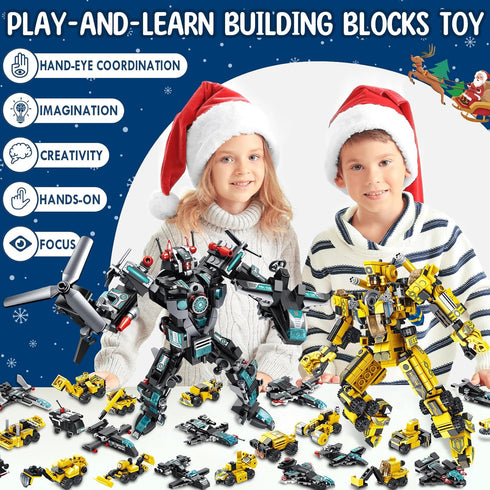 Asoulin 2025 24 Countdown 25-In-1 6+ Advent Calendar Boys, Days STEM Robot Building Blocks Christmas Calendar Gift Box
