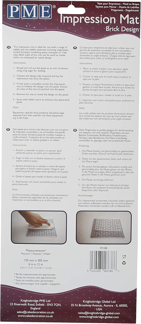 PME Brick Design Impression Mat for Cake Decorating