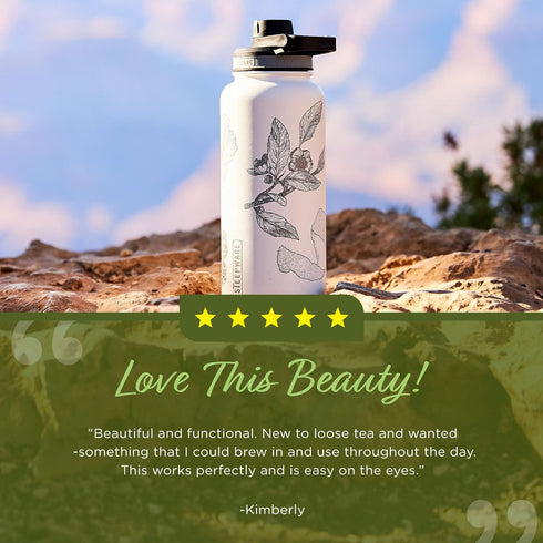 32oz, The Tea Spot Himalayan Tea Tumbler - Travel Bottle with Tea Infuser for Loose Leaf Tea or Iced Coffee