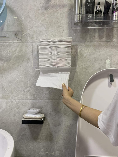 Wall Mount Paper Towel Dispenser,No Drilling Acrylic Bathroom Paper Towel Holder,Clear Napkin Holder