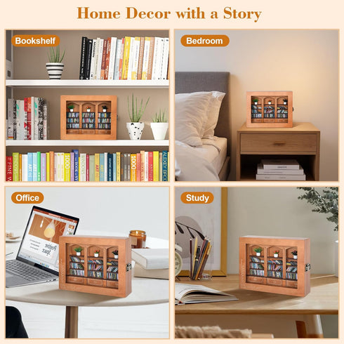 Pawnoc 200 1 3 1 Anxiety Bookshelf with Mini Books, Mini Library Decor, Shake Away Your Anxiety, Includes Bookshelf