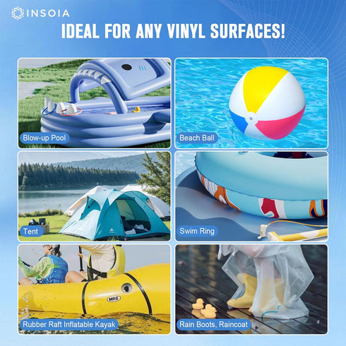 120 ML 2 Swimming Pool Liner Patch, Air Mattress Repair Kit x Waterproof Vinyl Repair Patch Kit for Inflatables, Ring