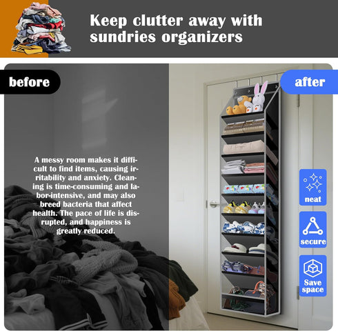 Cotohim 10 600D - Pocket Over - the - Door Hanging Shoe Organizers & Rack, Made of Sturdy Oxford + Non - Woven Fabric