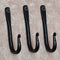 Wrought Iron Coat Hooks Set of 3, Decorative Black Wall Mounted Rustic Hooks for Hanging