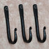 Wrought Iron Coat Hooks Set of 3, Decorative Black Wall Mounted Rustic Hooks for Hanging