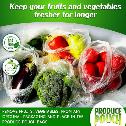 30-Pack Reusable Produce Bags for Refrigerator, Keeps Fruits, Vegetables & Herbs Fresh Longer