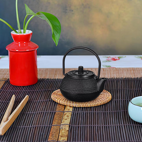 Ipetboom Mini Cast Iron Teapot Tea Set, Miniature Japanese Tea Kettle with Infuser, Kettle Ornaments, Small Teapot