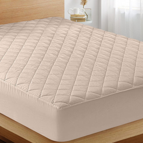 Utopia Bedding Quilted Fitted Mattress Pad (King), Beige, Elastic Mattress Protector, Machine Washable, 16 Inches Deep