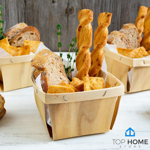 One Pint Wooden Berry Baskets, 10 Pack – For Fruit Picking, Arts, Crafts, and Decor; 4” Square Vented Wood Boxes