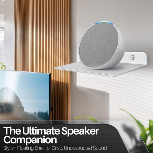 TNP Products 9" (2 Pack, TNP Speaker Shelf Wall Mount - Small Floating Shelf Stand w/Anti Slip for Rear Wireless