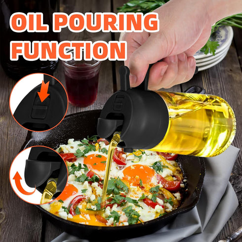 16oz Olive Oil Dispenser Bottle, 2 in 1 Sprayer for Kitchen, Cooking, Salad, and Barbecue
