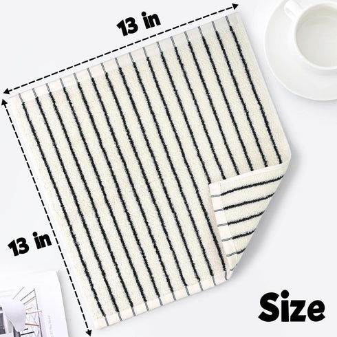 4 Pack, 13 13 Jacquotha Striped Cotton Washcloths x - Soft Wash Cloths for Bathroom, Kitchen, Gym, Face, Black