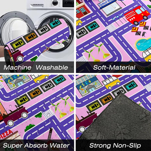 3x5 Car Rugs for Kids Toy Cars - Car Track Carpet for Boys Road Rug for Bedroom Road Map Carpet for Kids Toy Play Mat