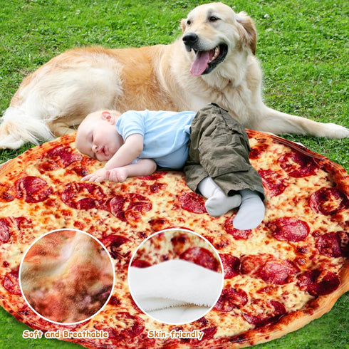 80 Inches, Pizza Blanket Adult Size Birthday Gifts for Her Him, Funny Gifts for Girlfriend Boyfriend, Novelty Pepperoni