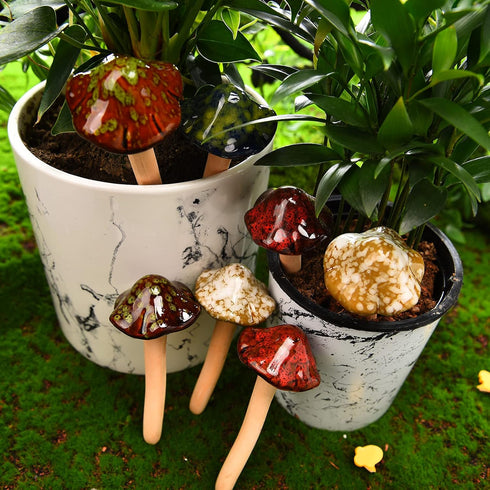 8 Patelai Pieces Ceramic Mushroom Figurine Garden Ceramic Mushroom Statue Garden Pot Decoration Lawn Ornaments