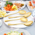 LIANYU 3 Large Gold Serving Spoons, 3 Gold Slotted Serving Spoons, 3 Gold Serving Tongs - 9.8 Inch Stainless Steel