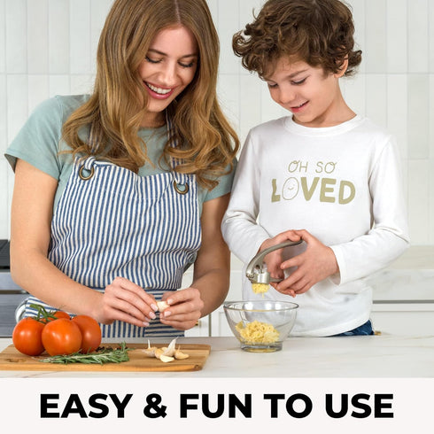 Zulay Kitchen Premium Garlic Press Set, Rust Proof & Dishwasher Safe, Easy-Squeeze with Silicone Peeler