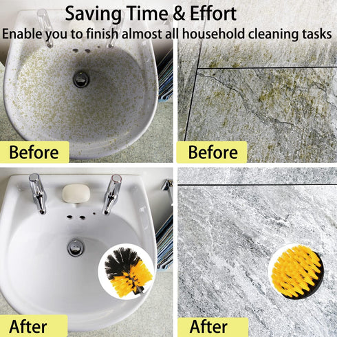 Drill Brush Attachment Set, 7 Pack 1/4in Power Scrubber Brush + Extend Long Attachment for Bathroom, Tub, Tile, and