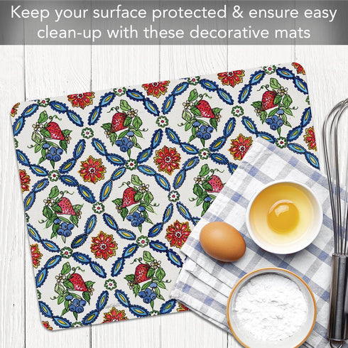 Cut N' Funnel Strawberry Garden Designer Flexible Cutting Board Mat, 15"x11.5", Made in the USA