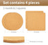 Cork Trivets for Hot Dishes, Cork Pot Holder for Hot Pots and Pans 4 Pack 8 Inch, Heat Resistant Cork Board, Hot Pads for Table and Countertop, Thick Cork Coasters for Drinks